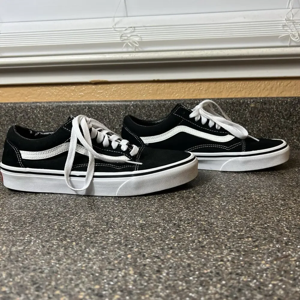 VANS Old Skool Black Classic Suede Canvas Skate Shoe Women 8.5 Low Lace Up Men 7